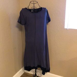 Business casual navy blue dress.